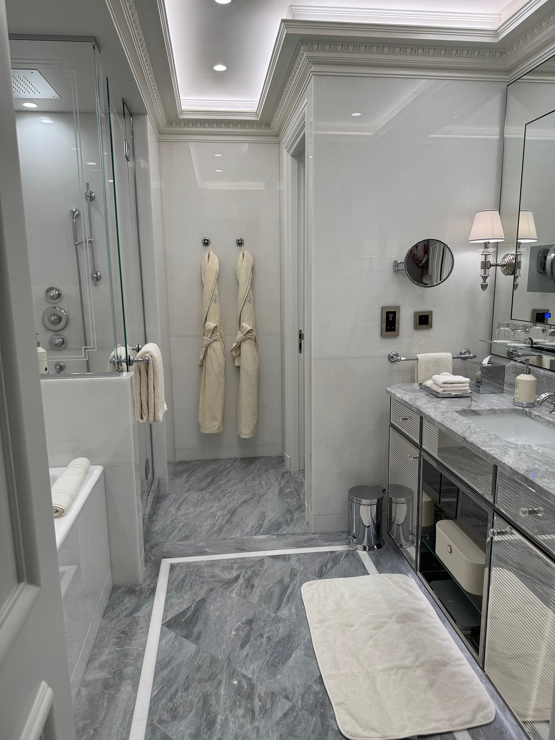 Guest bathroom at Four Seasons Hotel George V, Paris