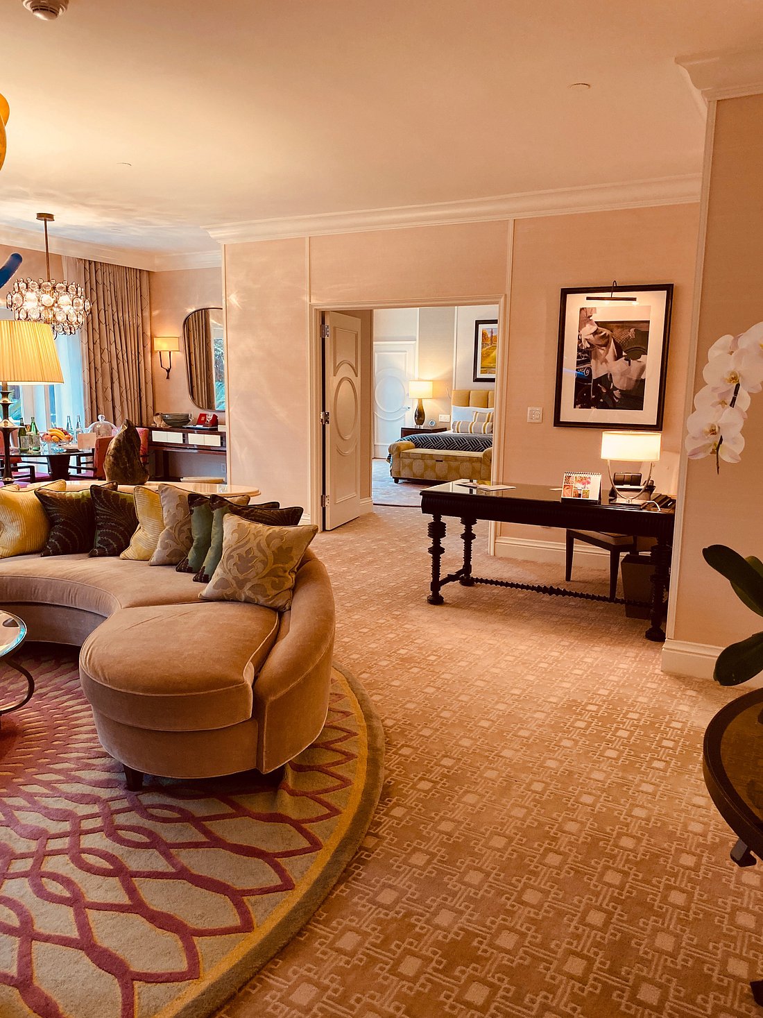 Suite living room at The Beverly Hills Hotel
