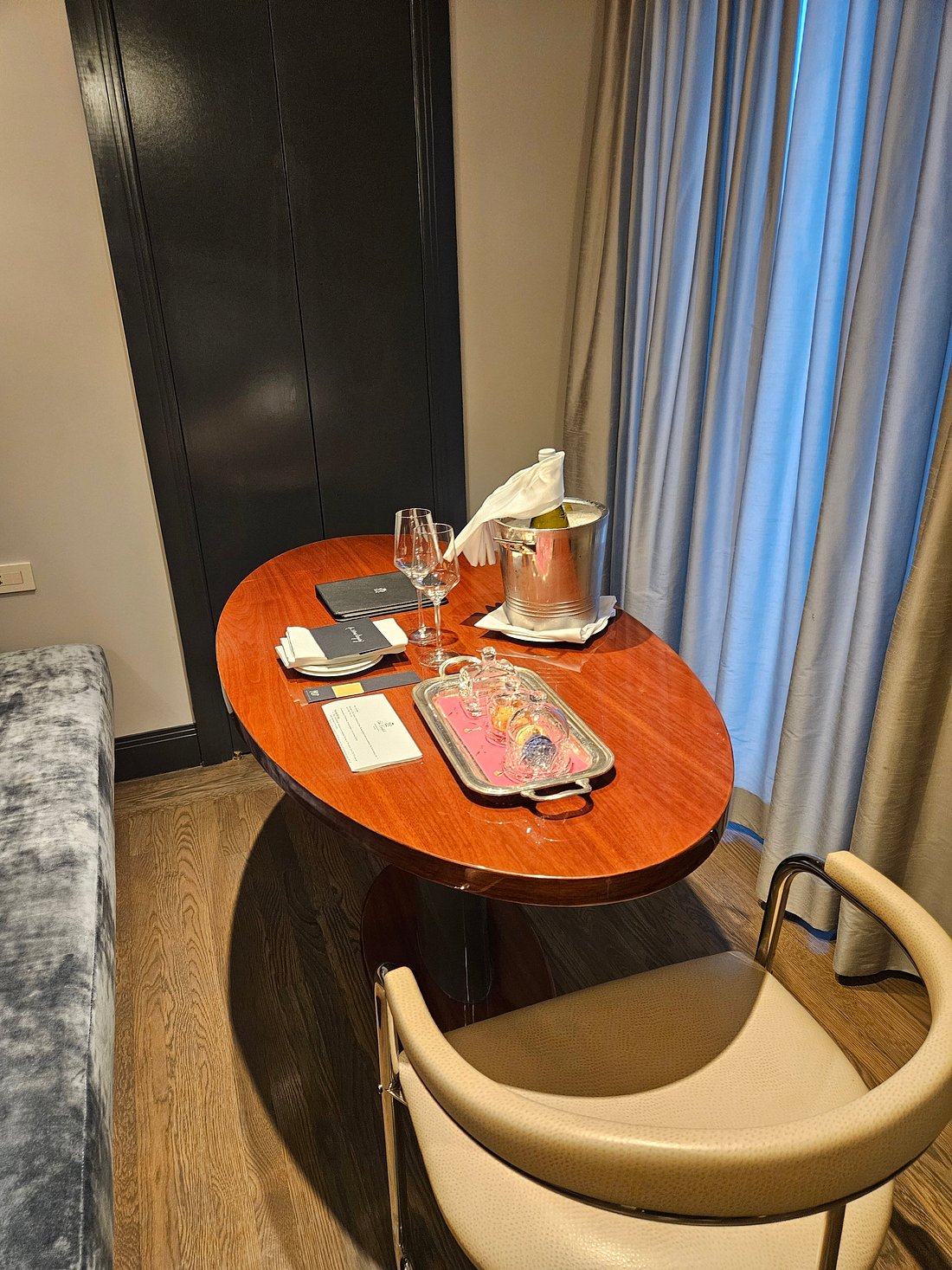 In-room dining table and amenities at The Carlyle